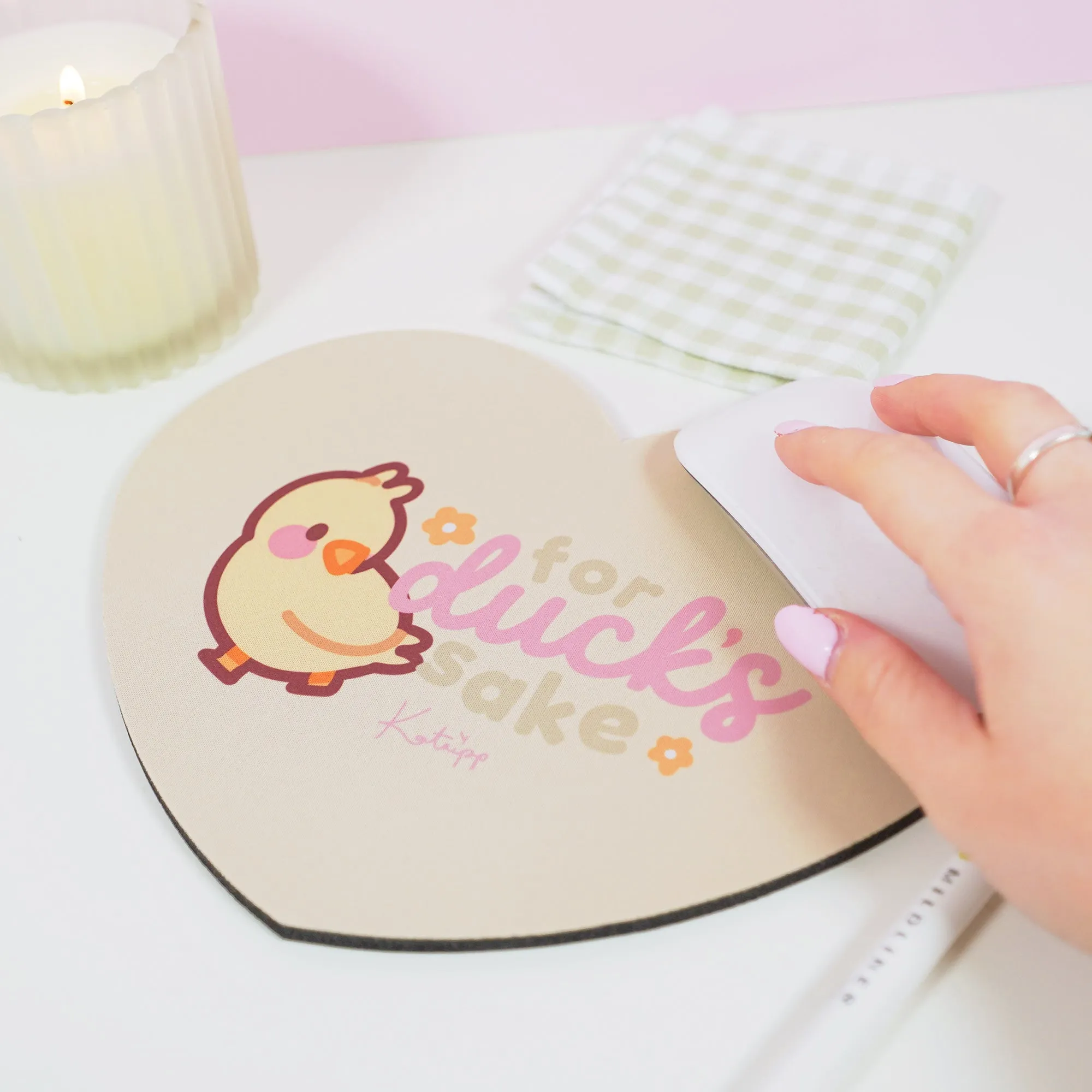 Spring Ducks & Daffodils: Katnipp Duckling Mouse Pad - 'For Duck's Sake'