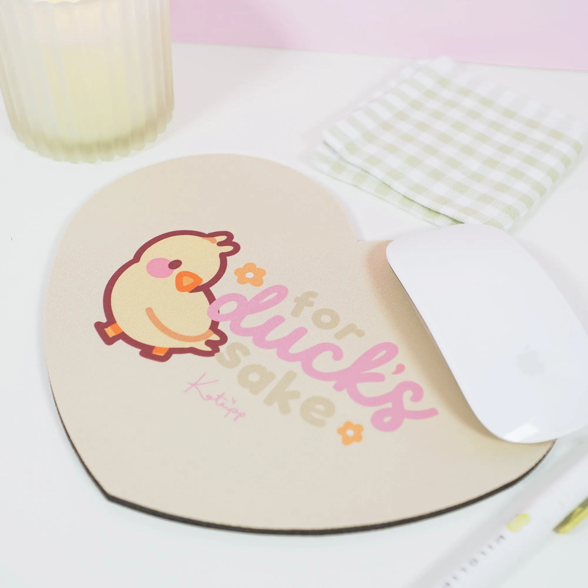 Spring Ducks & Daffodils: Katnipp Duckling Mouse Pad - 'For Duck's Sake'