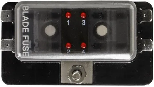 Standard Blade Fuse Box with LEDs Common Busbar / 6.3mm Blade Connection