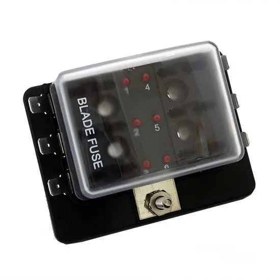 Standard Blade Fuse Box with LEDs Common Busbar / 6.3mm Blade Connection