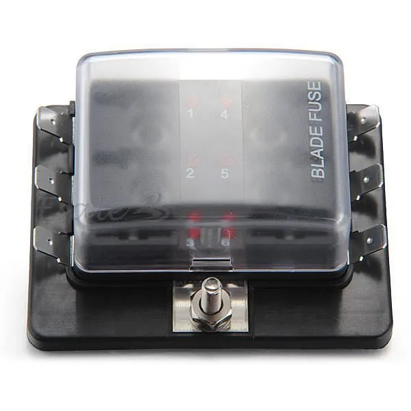 Standard Blade Fuse Box with LEDs Common Busbar / 6.3mm Blade Connection
