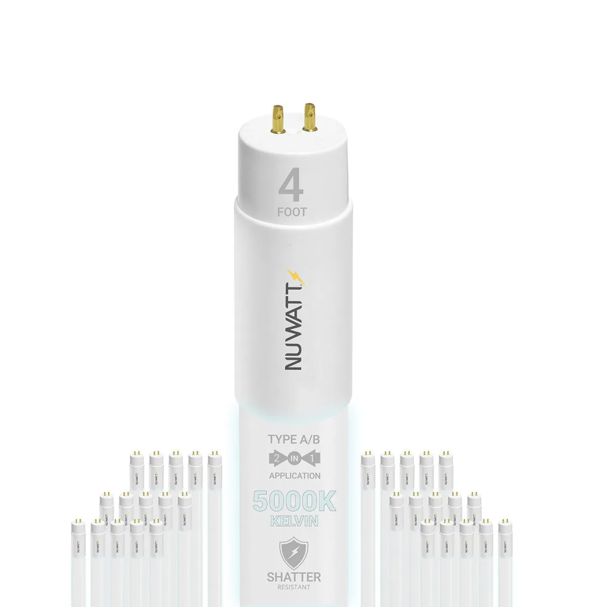 T8 LED Tube Lights 4FT - 5000K - Type A&B - Plug and Play or Ballast Bypass - 18W - 2200LM - Double Ended - 30 Pack