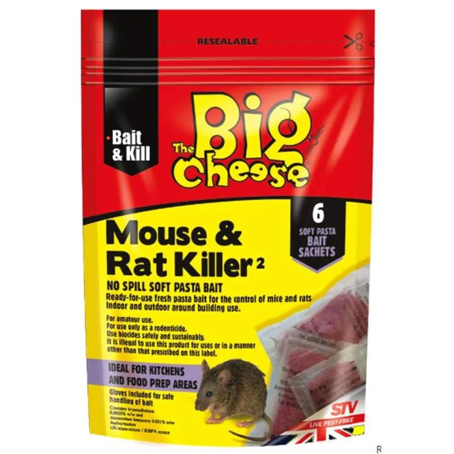 The Big Cheese Mouse & Rat Killer2 Bait - 6 Pack