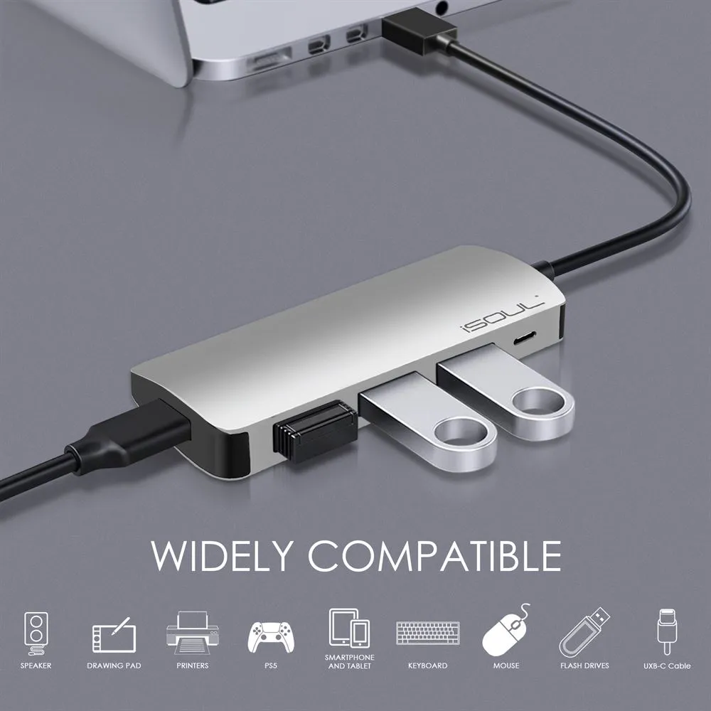 USB C Hub to USB-A 4 Port Hub and PD Power Delivery