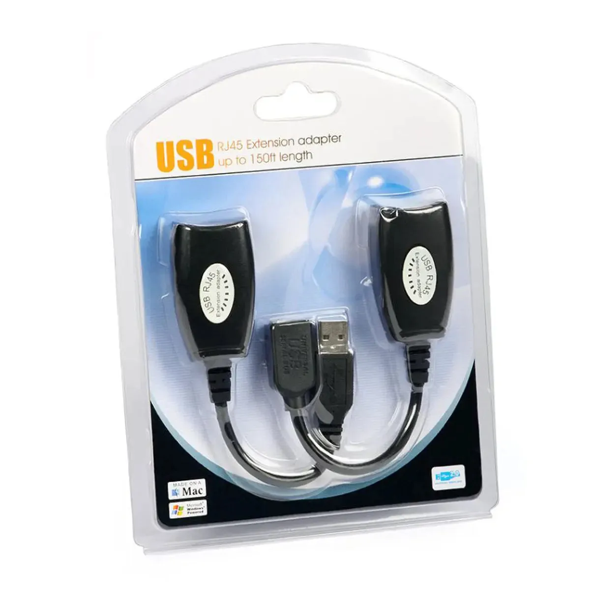 USB Extension Cable Over Cat5e Cat6 RJ45 Extender Adapter 150 ft