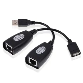 USB Extension Cable Over Cat5e Cat6 RJ45 Extender Adapter 150 ft