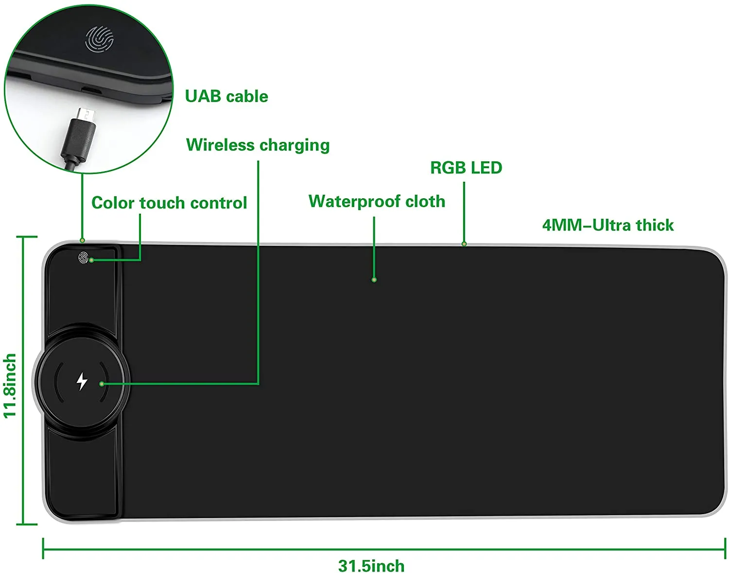 Wireless Charging Extended RGB Mouse Pad